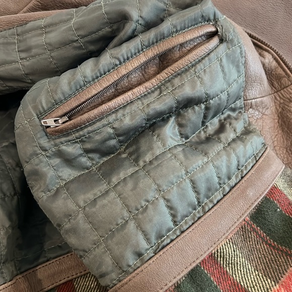 THE TERRITORY AHEAD MATTE BROWN LEATHER BOMBER MOTORCYCLE JACKET MEN'S LARGE - Picture 3 of 8